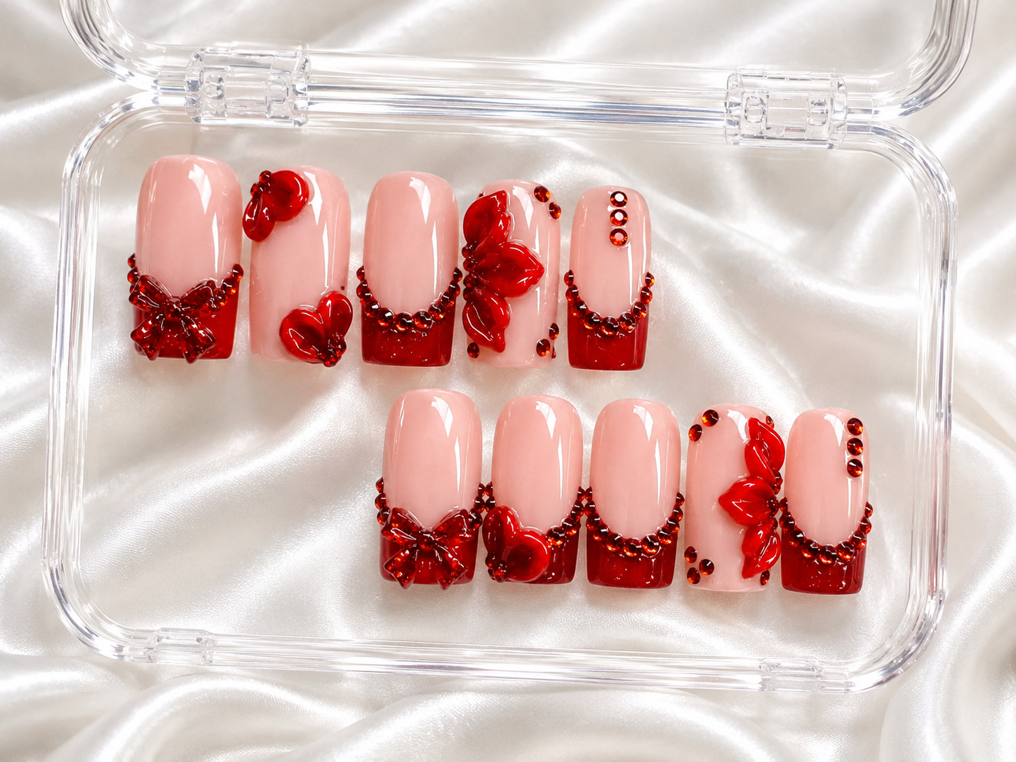 Red French with Flowers